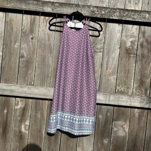 Banana Republic Sleeveless Boho Dress Size Small Blue Red Light Summer Spring - Picture 2 of 7
